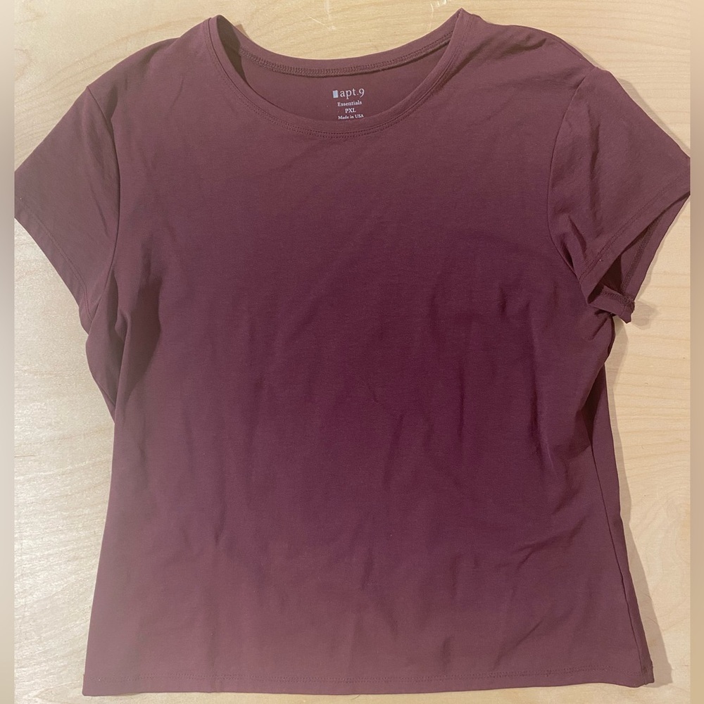 Apt. 9 Women's Short Sleeve Tee - Deep Burgundy PXL (QM)